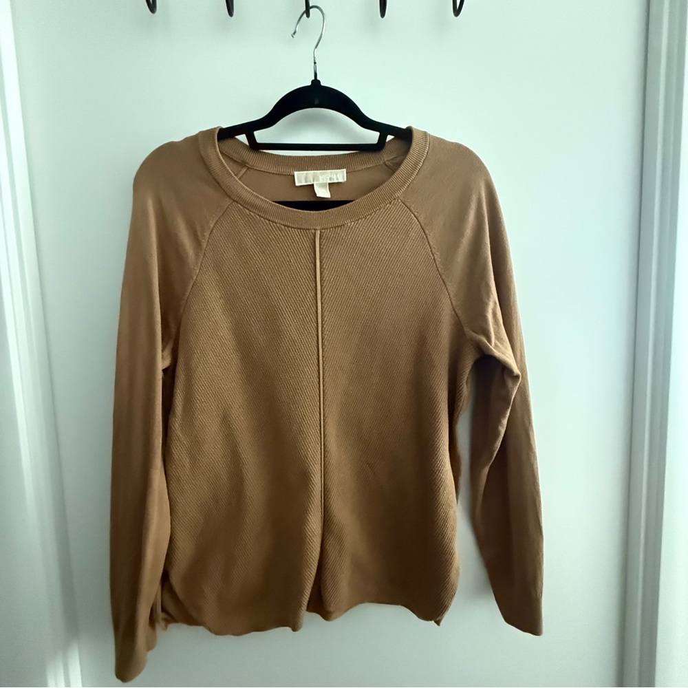 Michael Kors Textured Loose Fitting Flattering Tan Sweater